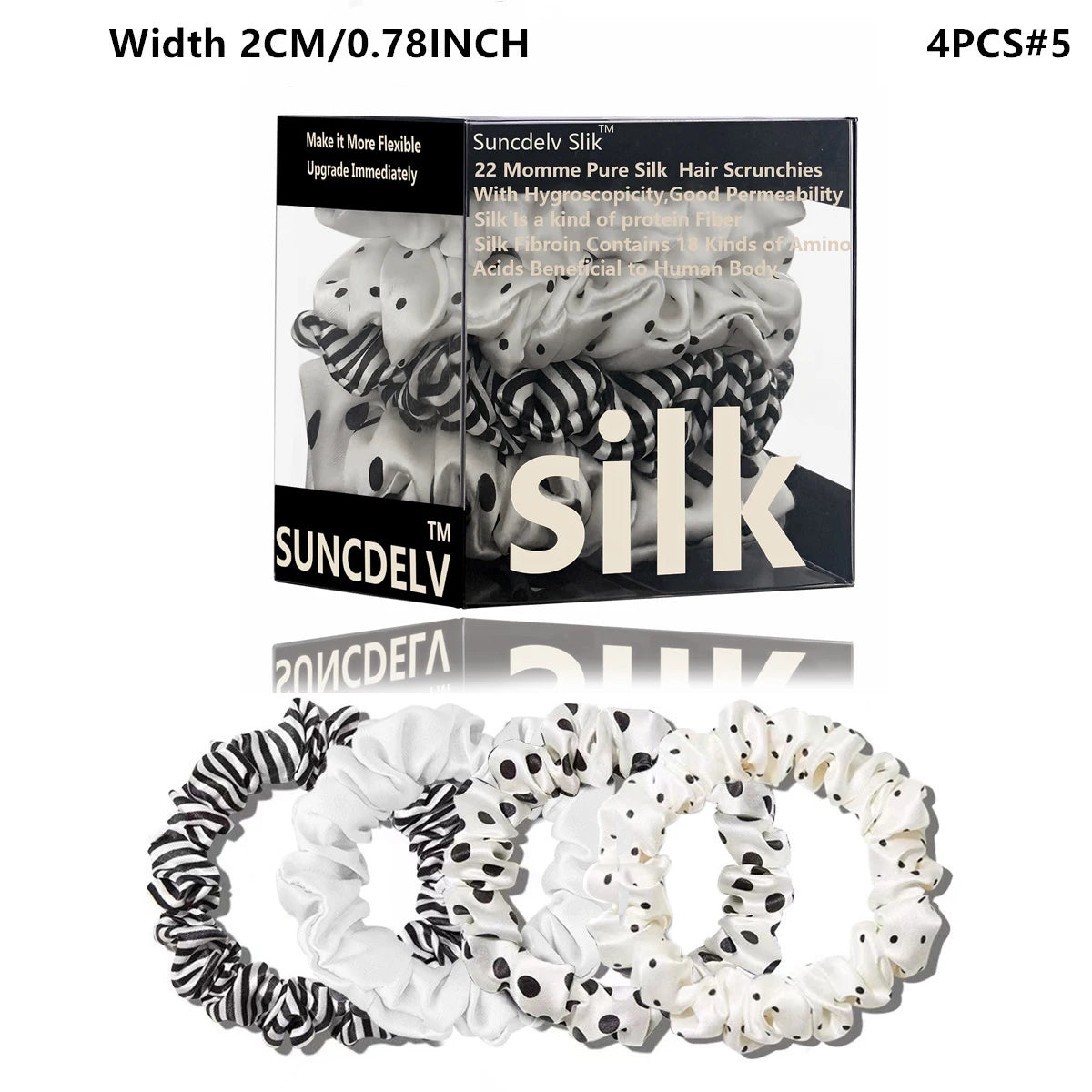 Mulberry Silk Hair Scrunchies Set, 4PCS Handmade Natural Hair Ties for Women