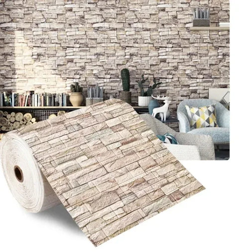 Waterproof 3D Brick Wallpaper – Self-Adhesive