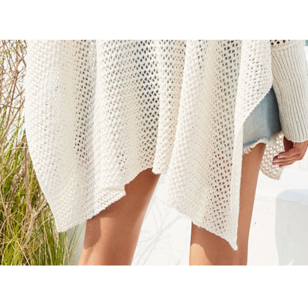 Women’s Open Knit Sweater – Boxy Batwing Loose Fit Pullover