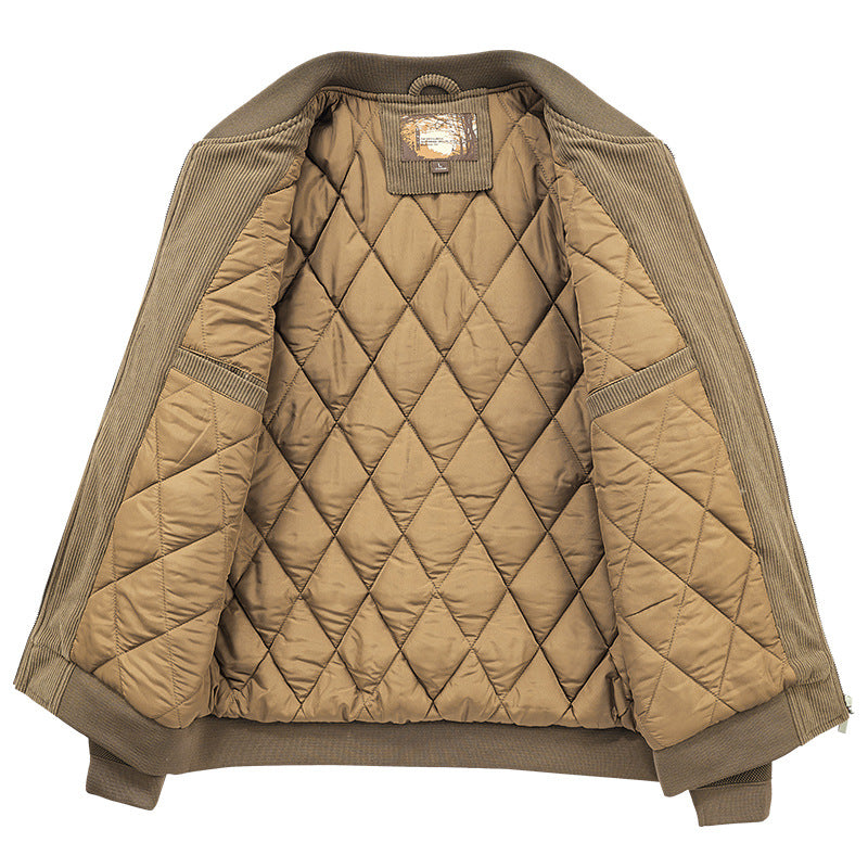 Winter Jacket – Round Collar with Elbow Patches & Zip-Up Design