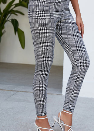 All-match Skinny Slimming Stretch Quick-drying Checked Harem Pants