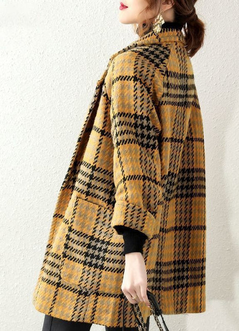 Buckle Lapel Long Sleeve Fashion Hepburn Style Woolen Coat