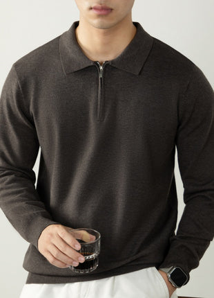 Men's Business Half-Zip Polo Collar Knitted Sweater