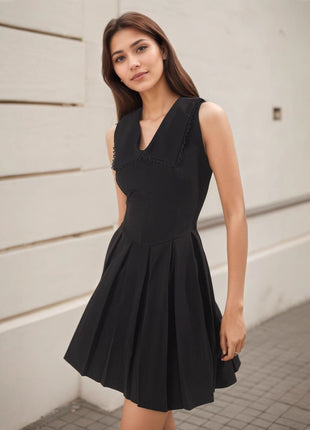 Lace V-Neck Fit & Flare Dress Slim Fit Elegant Midi Dress