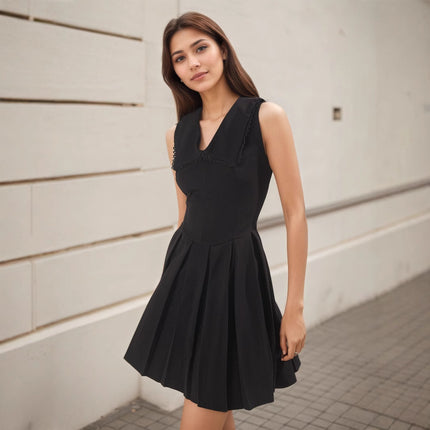 Lace V-Neck Fit & Flare Dress Slim Fit Elegant Midi Dress