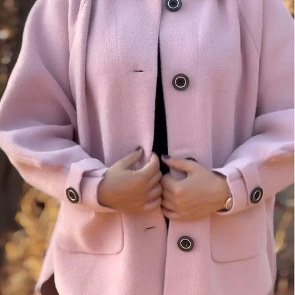 Women's Woolen Coat Casual Loose Lapels Pocket Cardigan