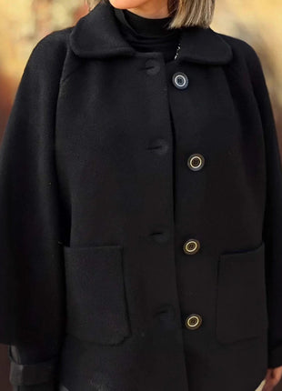 Women's Woolen Coat Casual Loose Lapels Pocket Cardigan