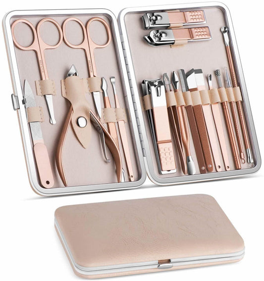 18-Piece Manicure & Pedicure Set – Nail Care Grooming Kit with Case