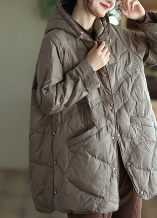 Women's Warm Single-breasted White Duck Down Jacket