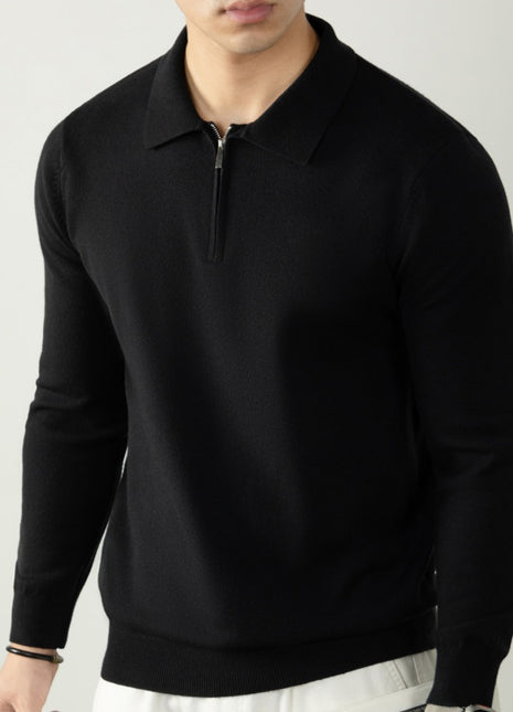 Men's Business Half-Zip Polo Collar Knitted Sweater