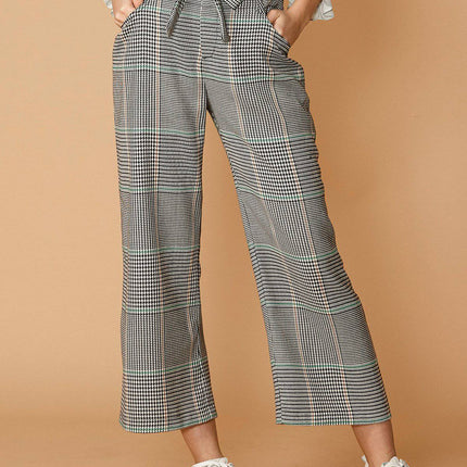 Plaid Tie Waist Cropped Pants in Fall Glen