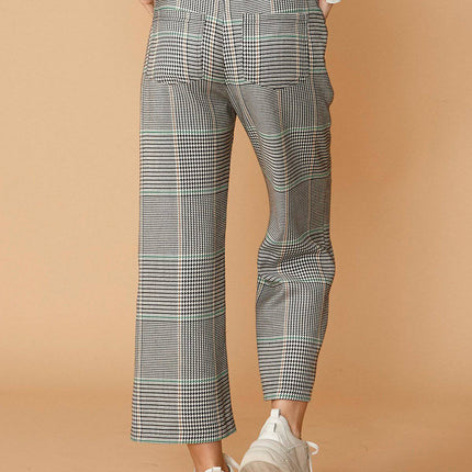 Plaid Tie Waist Cropped Pants in Fall Glen