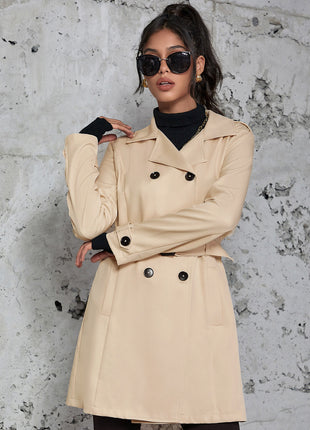 Women's Mid-length Trench Coat British Style Coat