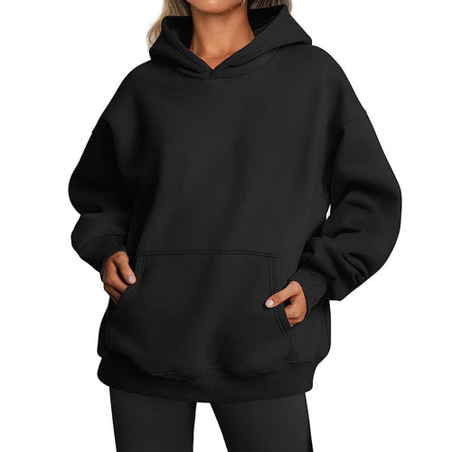 Women's Hoodies With Pockets Fashion Solid Sweatshirt Oversized Hooded