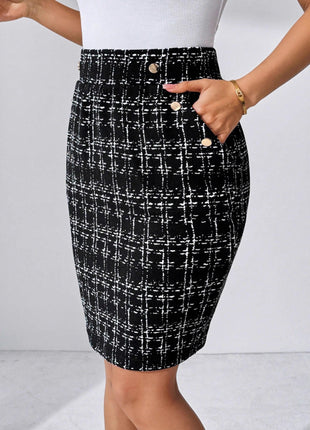 Plaid Elegant Elastic-Waist Skirt