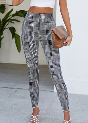 All-match Skinny Slimming Stretch Quick-drying Checked Harem Pants
