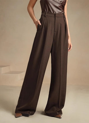 Commuter-Ready Solid-Color Elegant High-Waist Pants That Create A Slimming Look