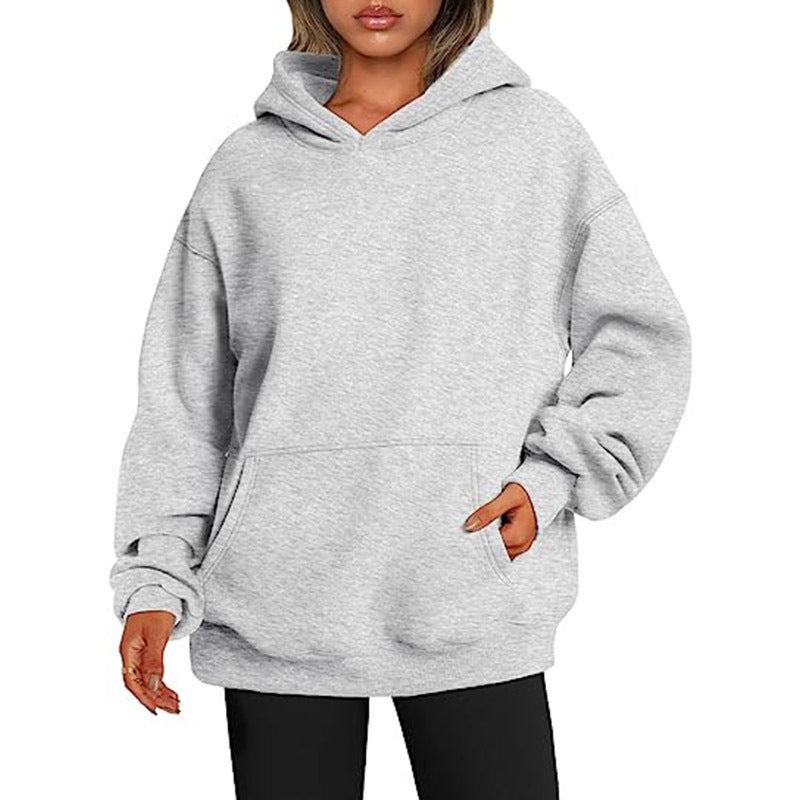 Women's Hoodies With Pockets Fashion Solid Sweatshirt Oversized Hooded
