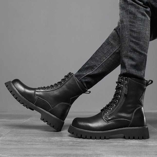 Worker Boot High Top British Style Thick Bottom Fleece-lined