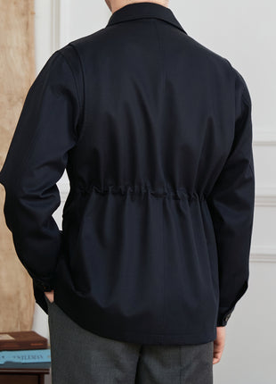 Fashion Waist-controlled Elastic Safari Jacket Coat Thin Polo Collar Jacket Men