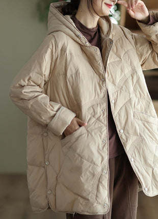 Women's Warm Single-breasted White Duck Down Jacket