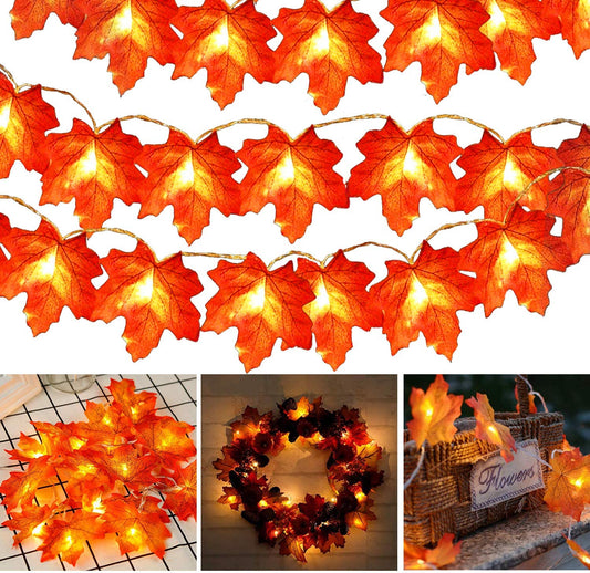 Maple Leaf Fairy Lights – 10Ft Thanksgiving & Seasonal Decoration
