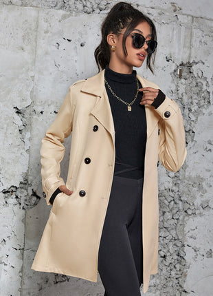 Women's Mid-length Trench Coat British Style Coat