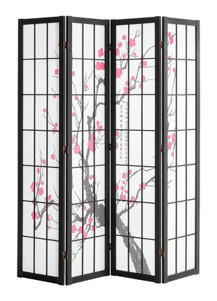 4 Panel Japanese Wooden Folding Room Divider Screen