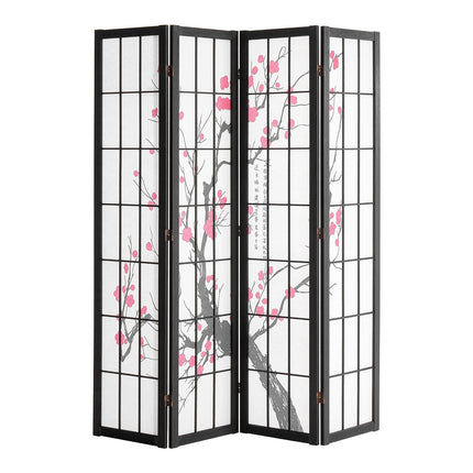 4 Panel Japanese Wooden Folding Room Divider Screen