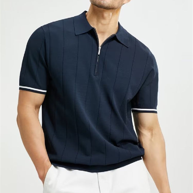 Fashion Short-sleeved Polo Shirt Summer Lapel Zipper T-shirt