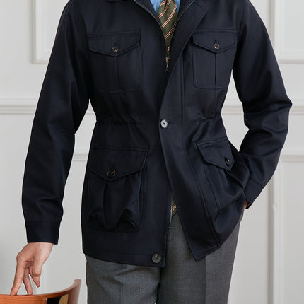 Fashion Waist-controlled Elastic Safari Jacket Coat Thin Polo Collar Jacket Men