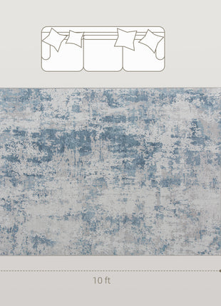 Area Rug 8x10, Machine Washable Rug, Non-Slip Modern Abstract Floor Carpet for Living Room, Bedroom, Dining Room, Blue