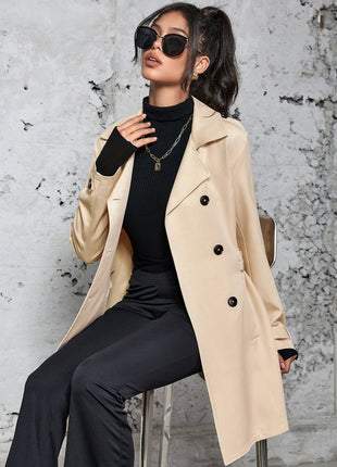 Women's Mid-length Trench Coat British Style Coat