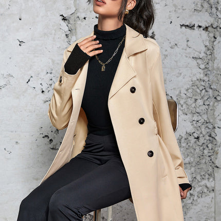 Women's Mid-length Trench Coat British Style Coat