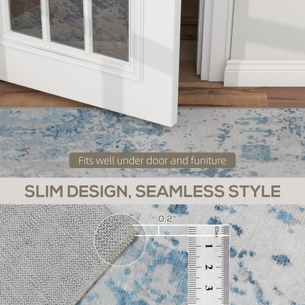 Area Rug 8x10, Machine Washable Rug, Non-Slip Modern Abstract Floor Carpet for Living Room, Bedroom, Dining Room, Blue