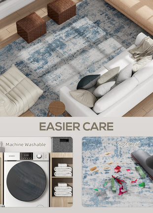 Area Rug 8x10, Machine Washable Rug, Non-Slip Modern Abstract Floor Carpet for Living Room, Bedroom, Dining Room, Blue