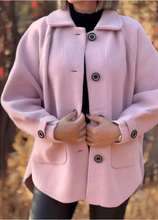 Women's Woolen Coat Casual Loose Lapels Pocket Cardigan
