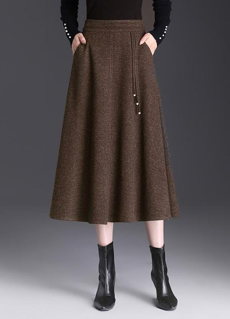 High-waisted Casual Skirt Below the Knee