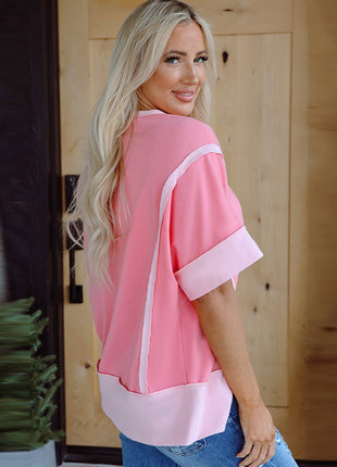 Round Neck Short-sleeved Shirt Loose Casual Slit T-shirt