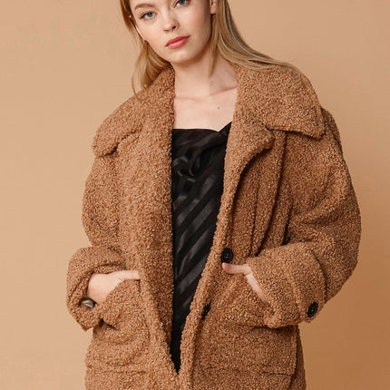 Women's Shearling Coat in Brown