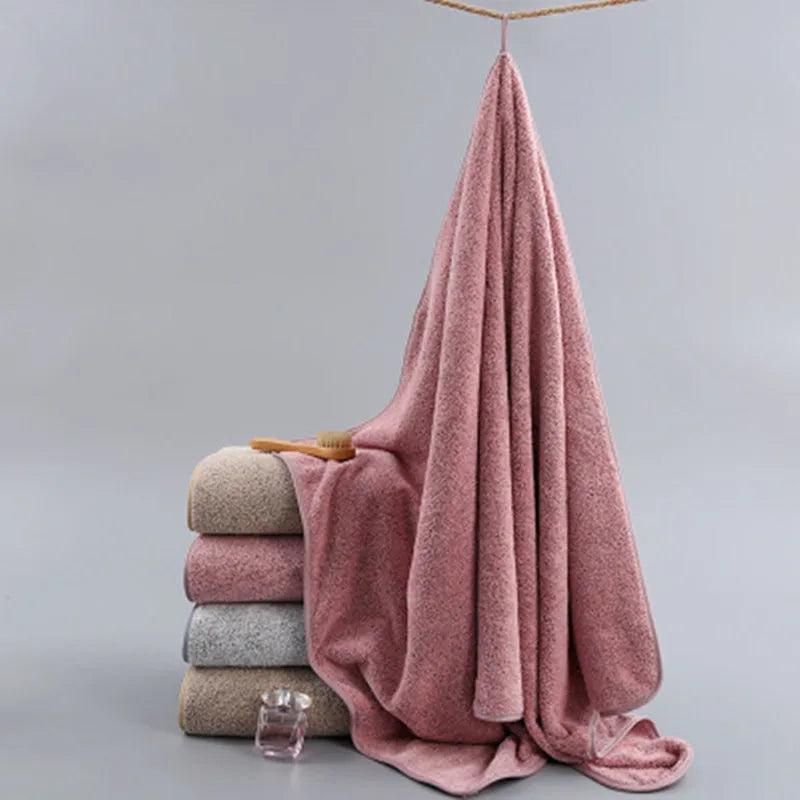 Luxury Bamboo Charcoal Coral Velvet Bath Towel – Extra Soft, Thick & Absorbent (70x140cm)