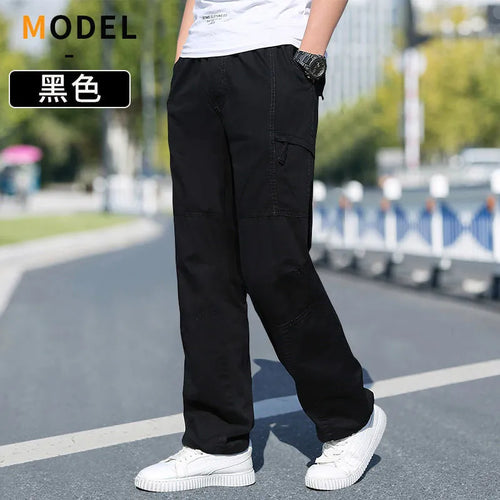 Men’s Cargo Pants – Loose Fit Straight Leg Oversized Solid Grey Trousers