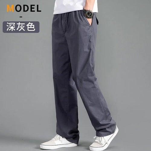 Men’s Cargo Pants – Loose Fit Straight Leg Oversized Solid Grey Trousers