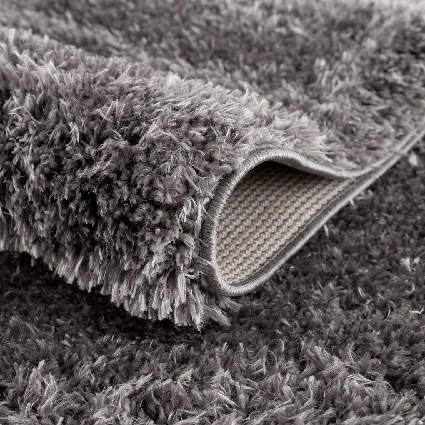 Faina Solid Dark Gray Shag Rug Washable