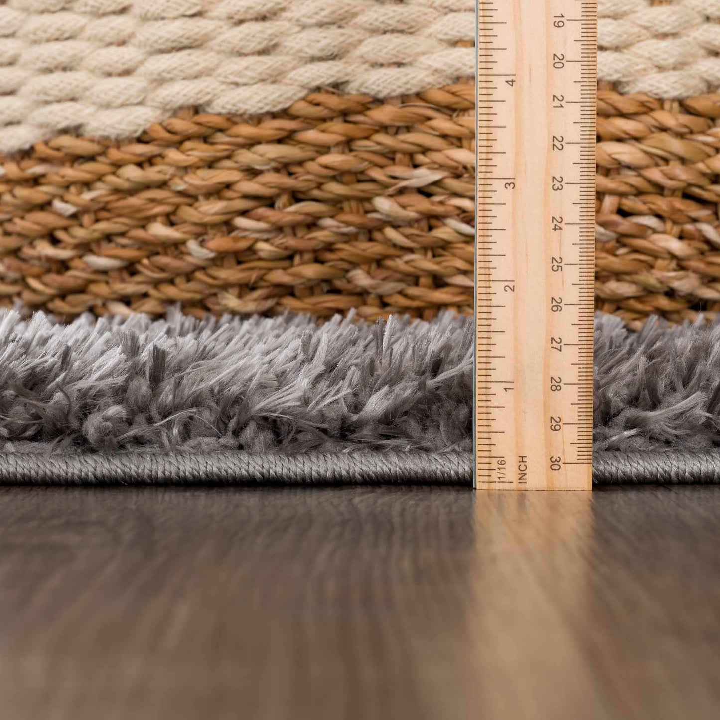 Faina Solid Dark Gray Shag Rug Washable