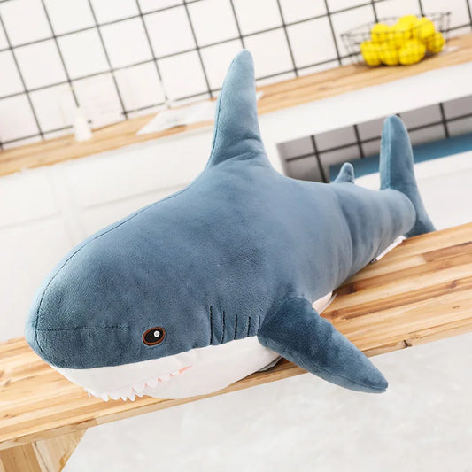 45/60/80cm Cute Shark Plush Toy Soft Stuffed Speelgoed Animal Reading