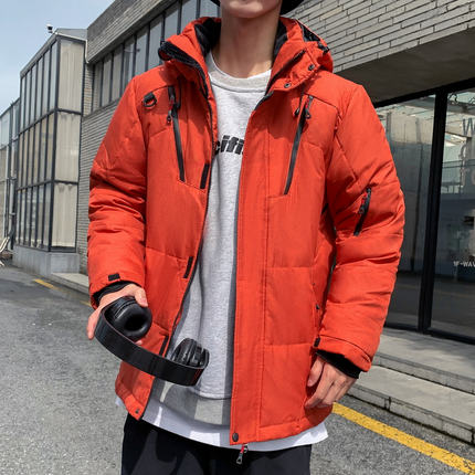 Men’s Insulated Puffer Jacket, High Neck & Removable Hood