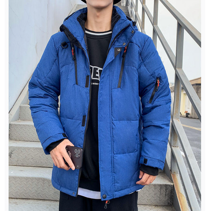 Men’s Insulated Puffer Jacket, High Neck & Removable Hood