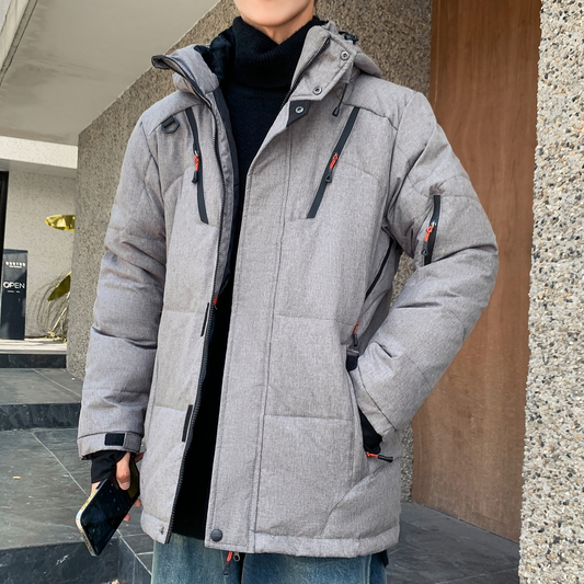 Men’s Insulated Puffer Jacket – High Neck & Removable Hood