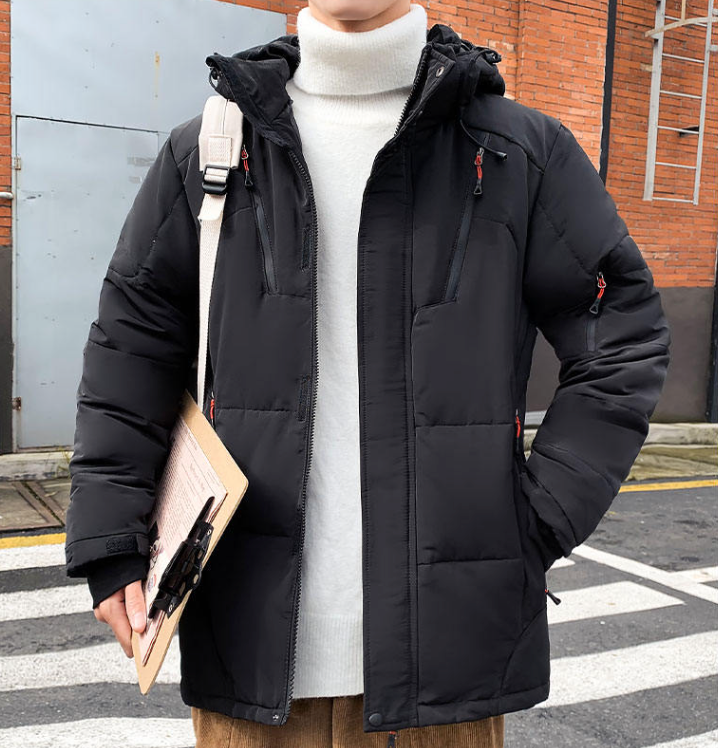 Men’s Insulated Puffer Jacket – High Neck & Removable Hood